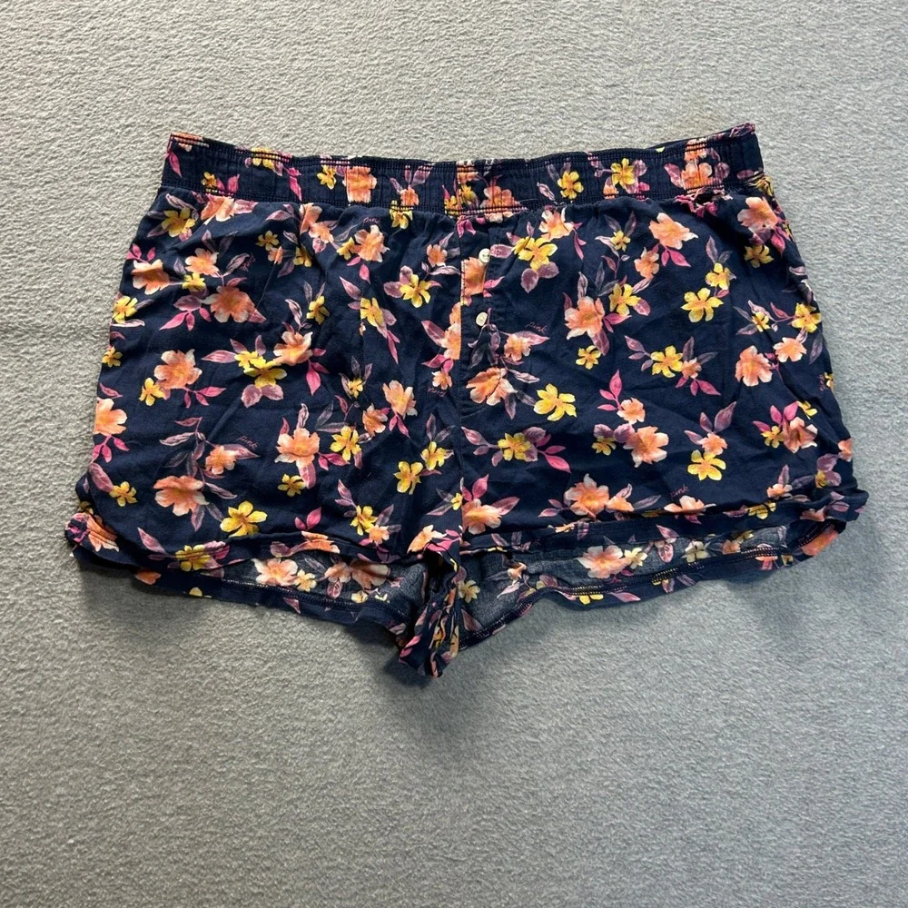 PINK Victoria's Secret Sleep Lounge Shorts Pajama Womens Medium Navy Floral